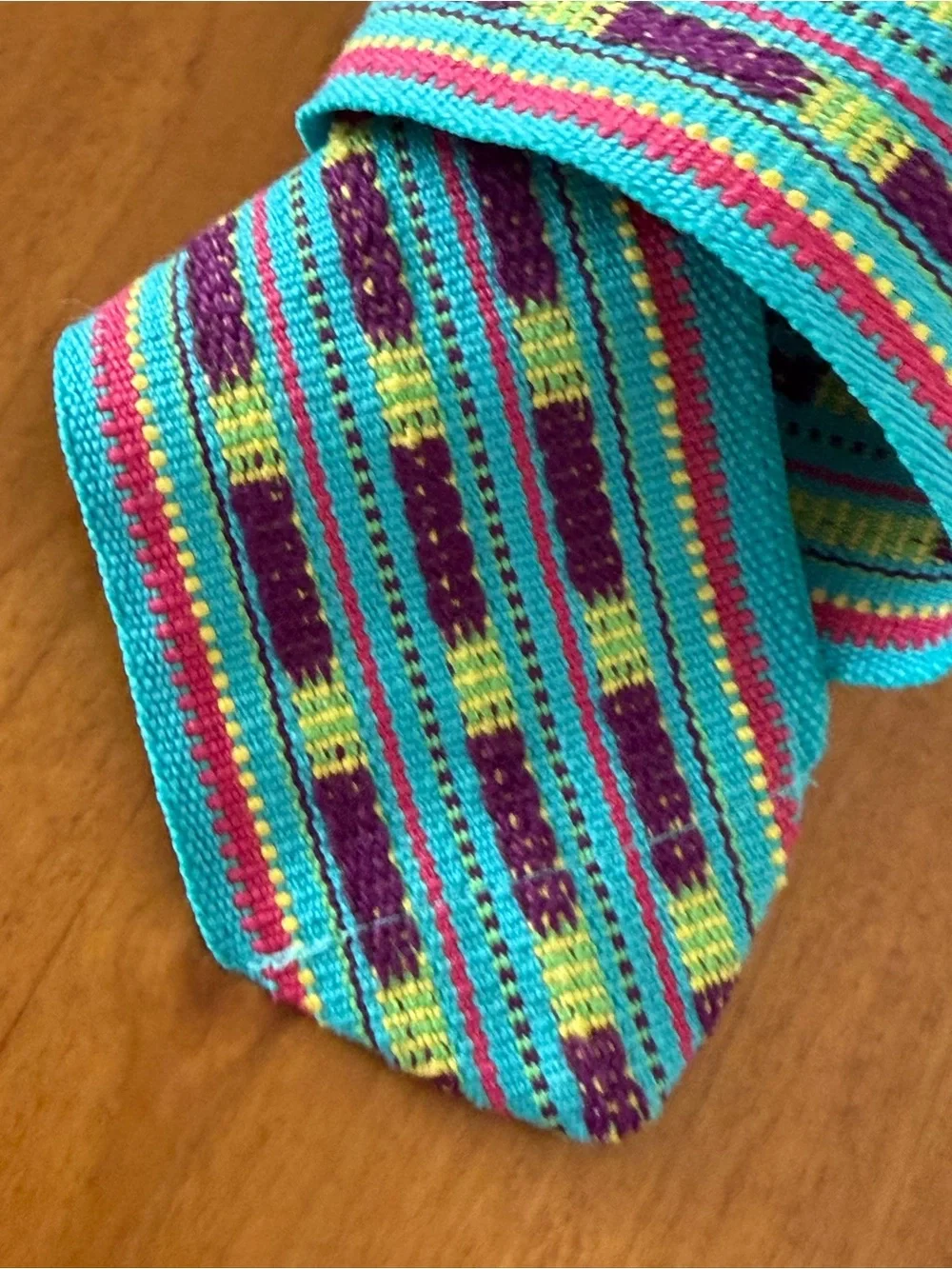 Boho Turquoise Multicolor Woven Wide Waist Belt with Covered Round Buckle ~ S